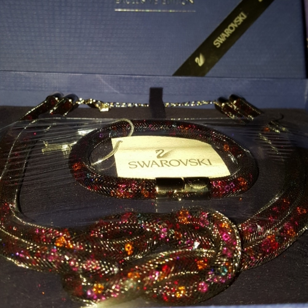 SWAROVSKI CRYSTAL STARDUST NECKLACE BRACELET SET MULTI COLOR